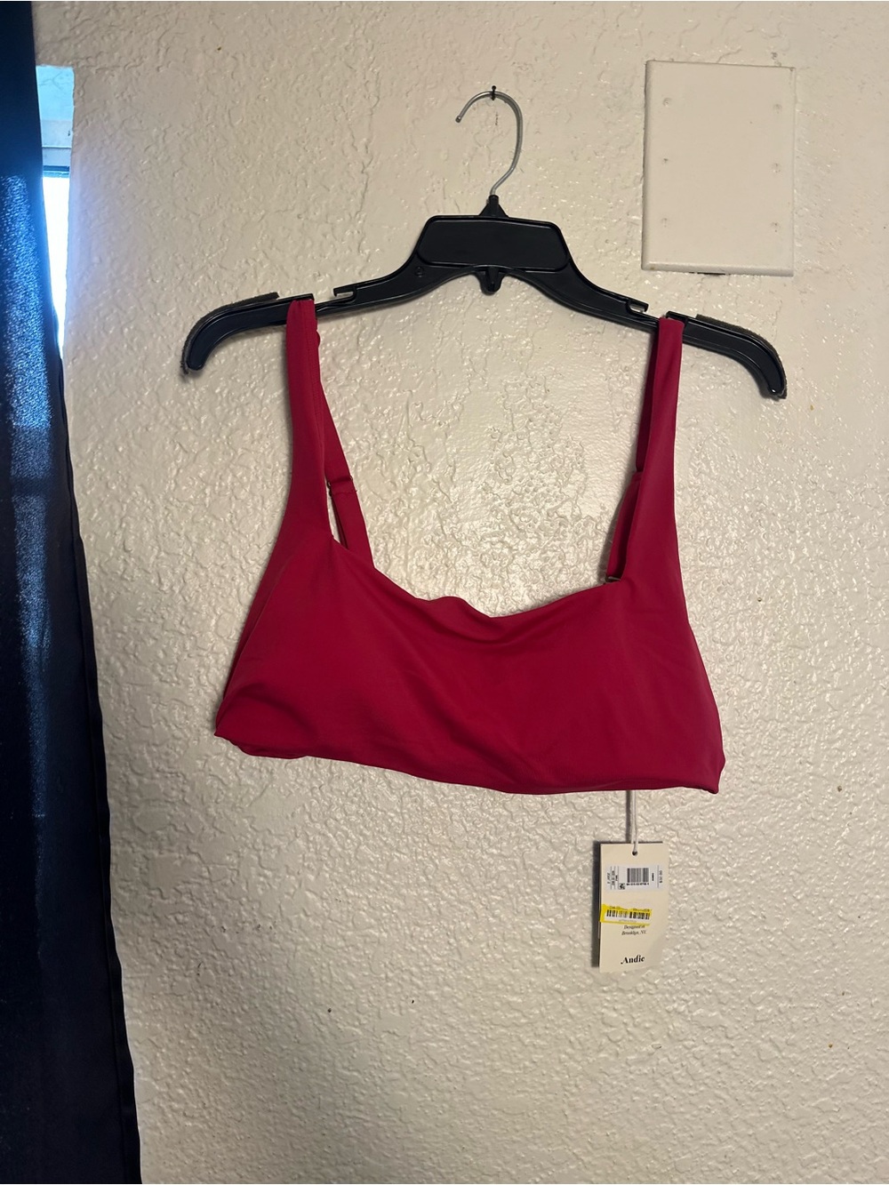 Andie Scoop Neck Bikini Top in Deep Pink